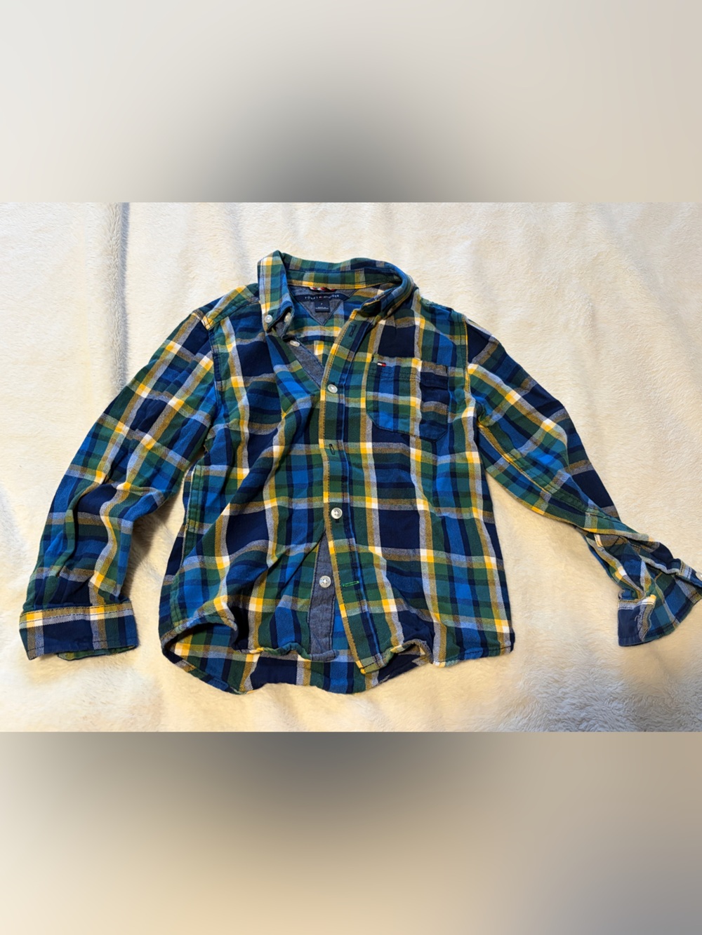 Tommy Hilfiger Blue, Green & Yellow Plaid Shirt